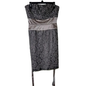 NWT Nordstrom SUZI CHIN Brown Lace & Satin Strapless Cocktail Dress Size 8